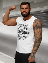 Ανδρικό αμάνικο μπλουζάκι λευκό OZONEE JS/8B1725/1Z