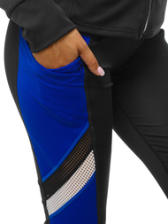 Γυναικείο σετ φόρμας δύο κομματιών μαύρο-μπλε OZONEE JS/YW06005/1/9