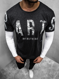 Ανδρικό μπλουζάκι με μακριά μανίκια γραφίτη OZONEE O/1292Z 