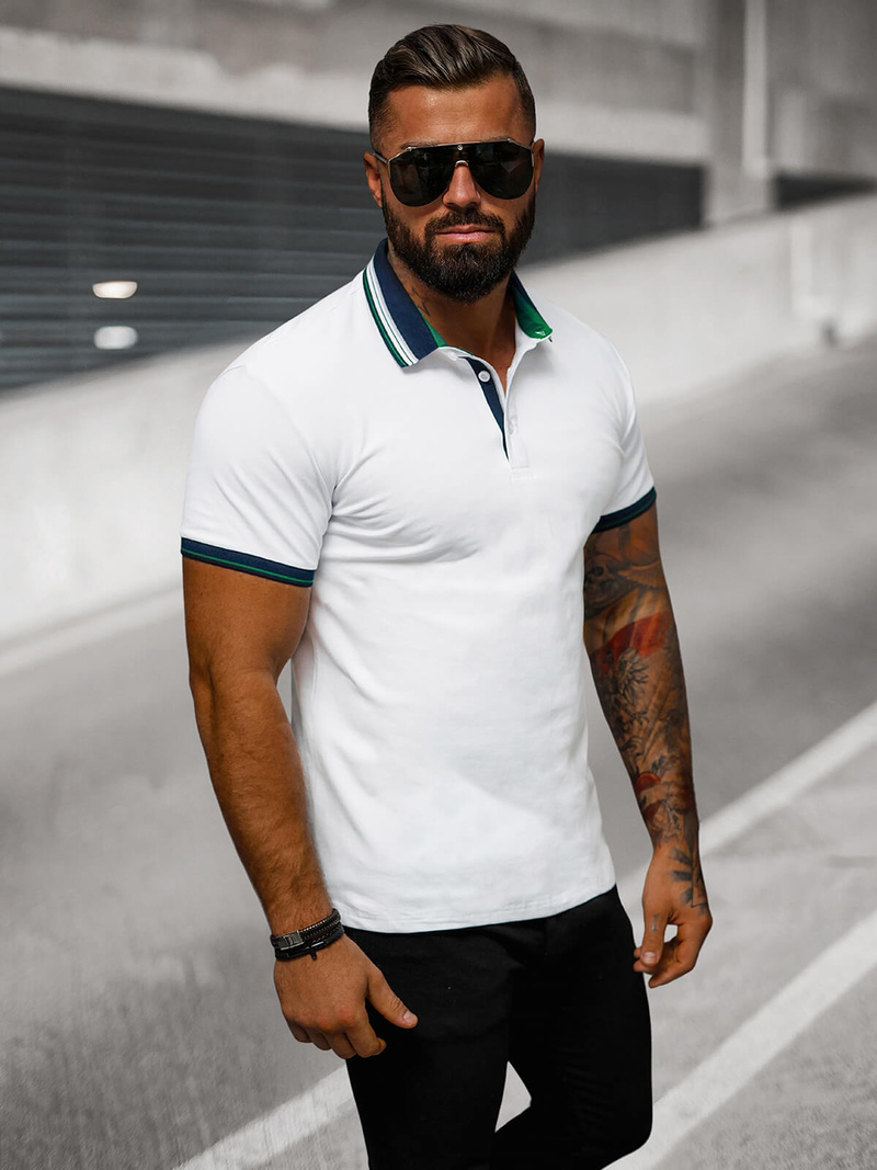 Ανδρική μπλούζα polo λευκό OZONEE O/DA729