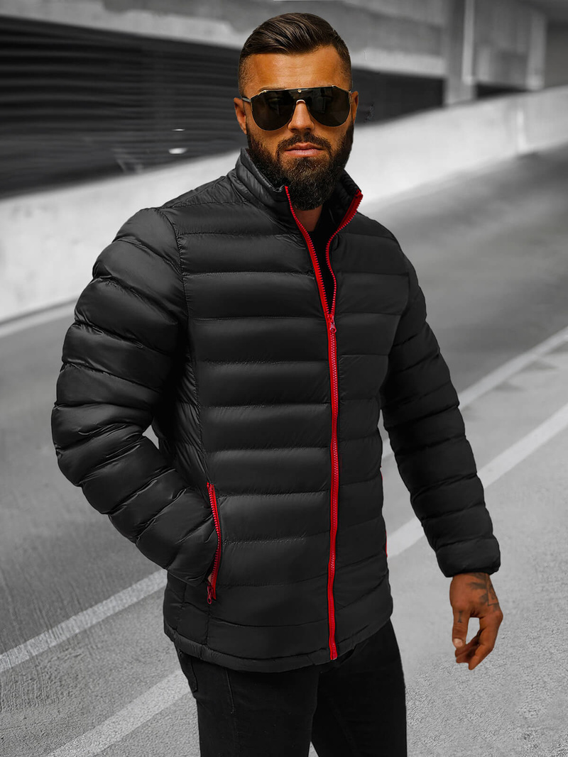 Ανδρικό μπουφάν μαύρο/2 OZONEE JB/JP1111