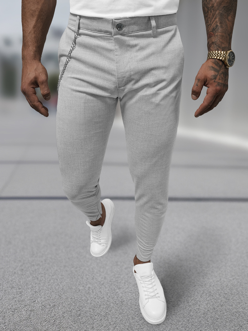 Ανδρικό παντελόνι chino γκρι OZONEE DJ/3300