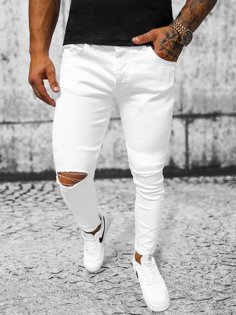 Ανδρικό τζιν παντελόνι λευκό OZONEE E/5391/01