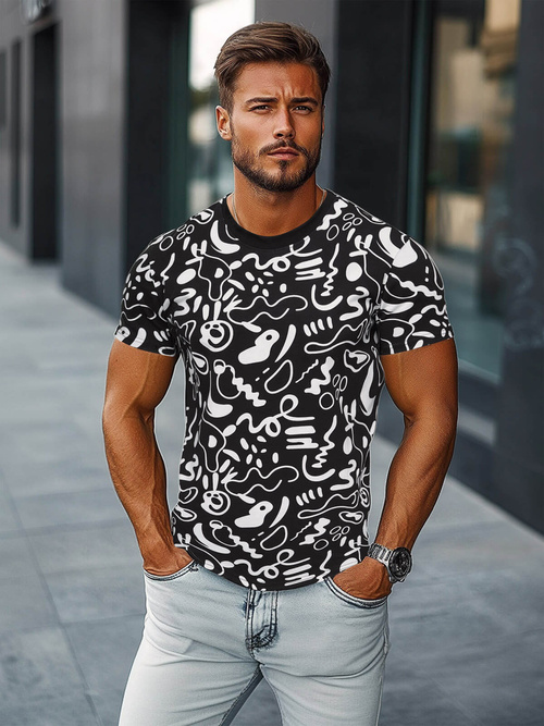 Ανδρικό μπλουζάκι μαύρο OZONEE JS/8T1205/3Z