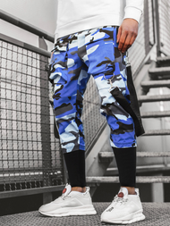 Ανδρικό παντελόνι chino jogger μπλε-μαύρο OZONEE G/11133