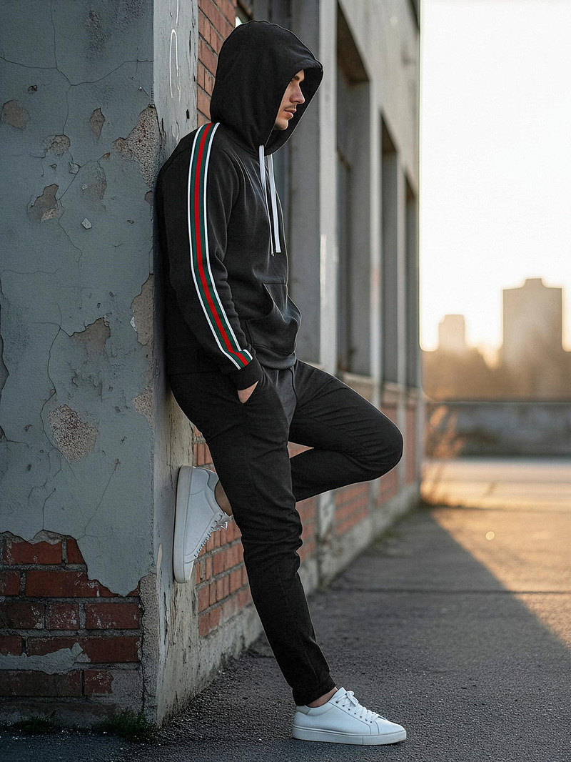 Ανδρικό Φούτερ με Κουκούλα μαύρο OZONEE JS/8B1731/3