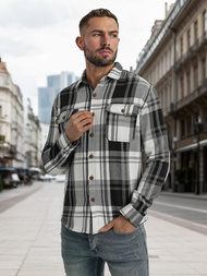 Ανδρικό πουκάμισο μαύρο άσπρο OZONEE NB/MC728N/3