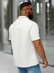 Ανδρικό πουκάμισο με κοντό μανίκι eκρού OZONEE O/B2256