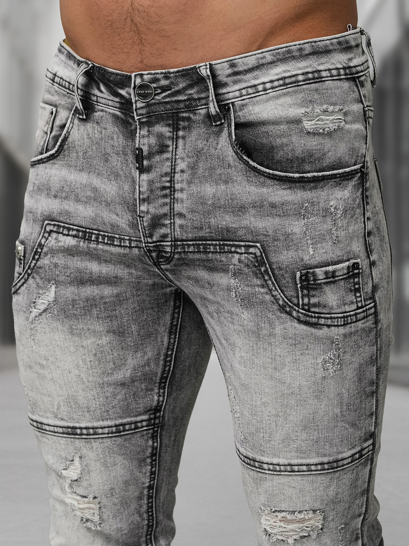 Ανδρικό τζιν παντελόνι γραφίτη OZONEE NB/MP0163NZ