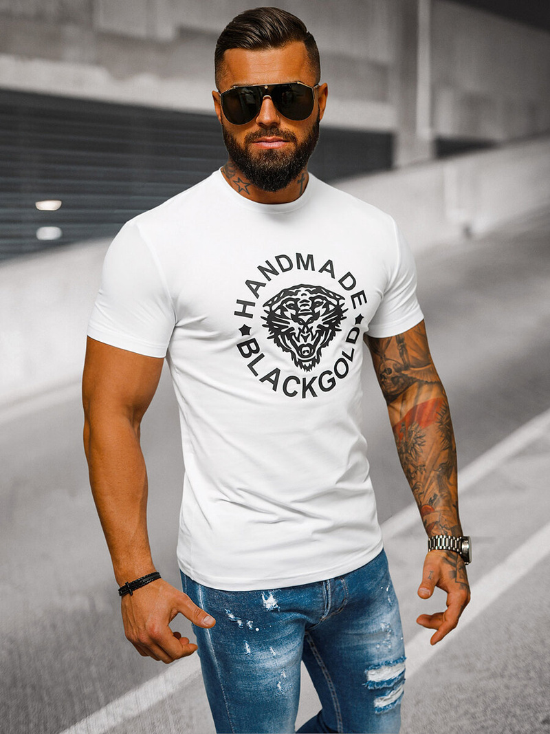 Ανδρικό μπλουζάκι λευκό OZONEE NB/MT3019Z