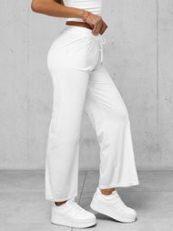 Γυναικείο βελούδινο παντελόνι λευκό OZONEE JS/92K519/1