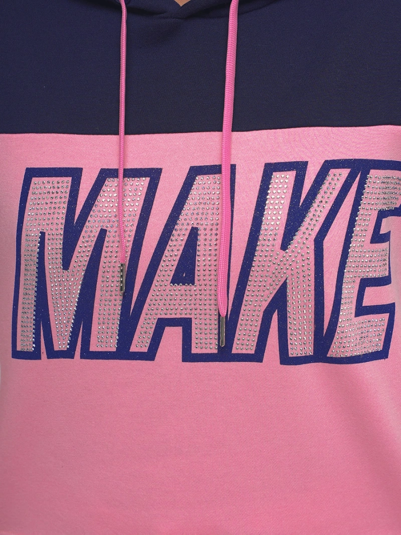 Γυναικείο φούτερ με κουκούλα pοζ OZONEE JS/B26024