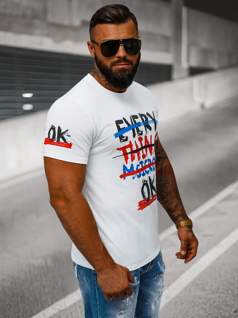 Ανδρικό μπλουζάκι λευκό OZONEE O/8T1266/1