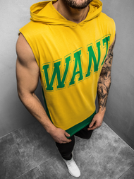 Ανδρικό μπλουζάκι με κουκούλα κίτρινο OZONEE B/60042Z