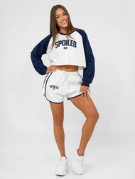 Γυναικείο σετ φόρμας δύο κομματιών ασπρό-ναυτικό μπλε OZONEE JS/M58631AB