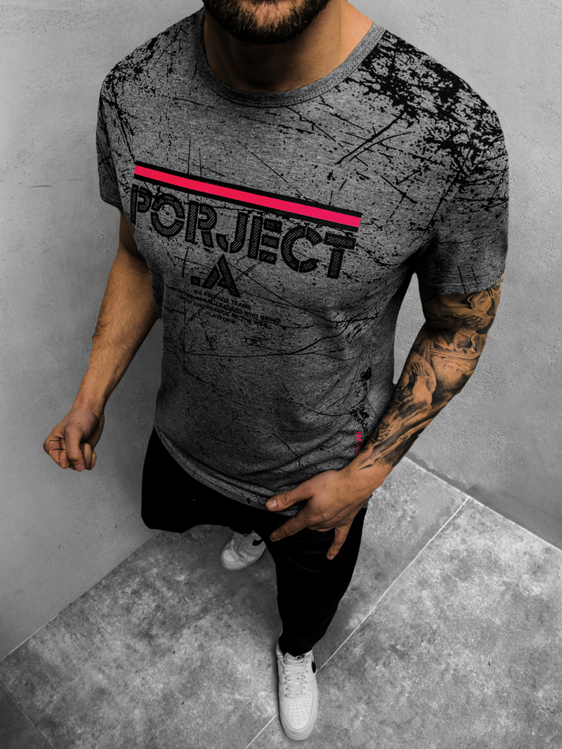 Ανδρικό μπλουζάκι γραφίτη OZONEE JS/SS10917Z