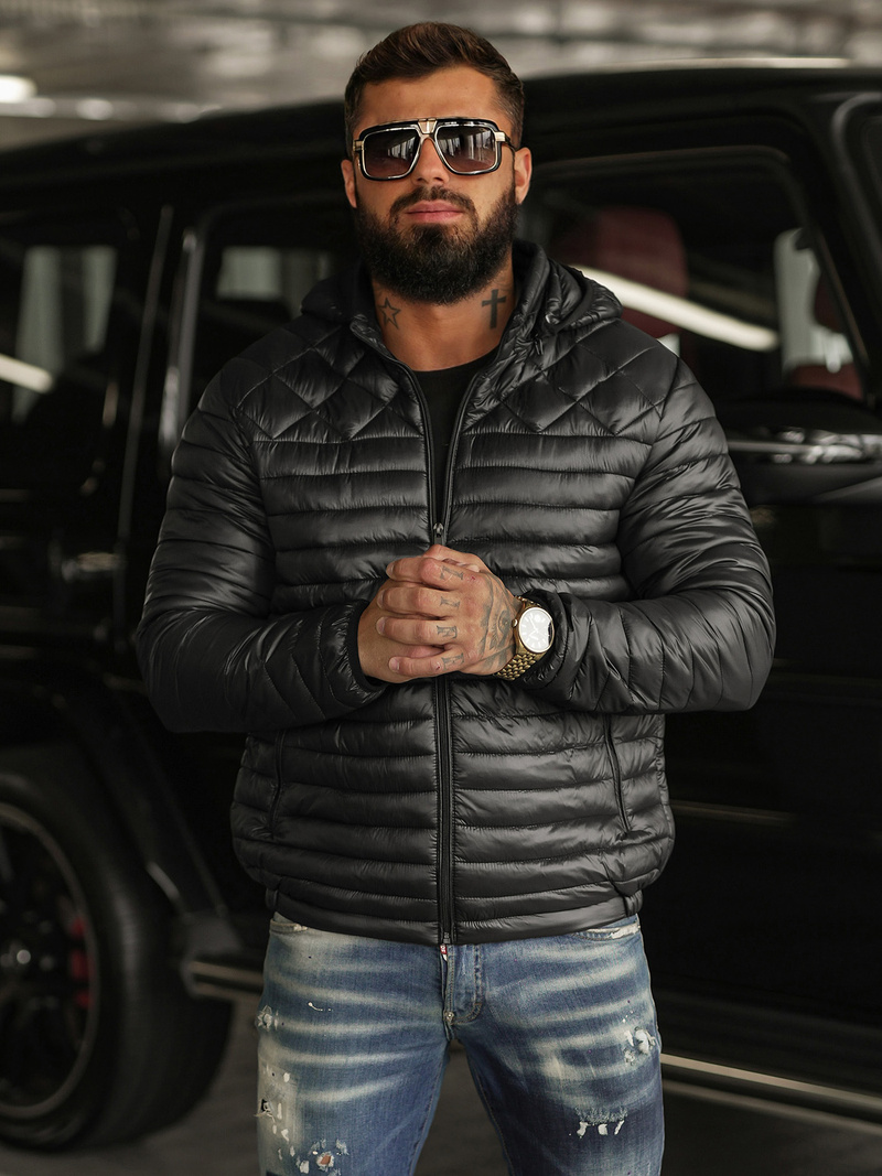 Ανδρικό μπουφάν mαύρος OZONEE JS/16M9328/392BZ