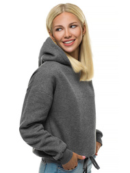Γυναικείο φούτερ με κουκούλα γραφίτη OZONEE JS/KSW2018
