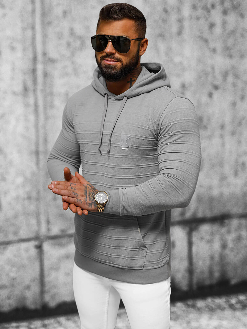 Ανδρικό Φούτερ με Κουκούλα Γκρί OZONEE O/TB2272