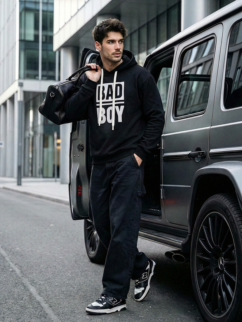 Ανδρικό Φούτερ με Κουκούλα μαύρο OZONEE JS/65B3909/3Z