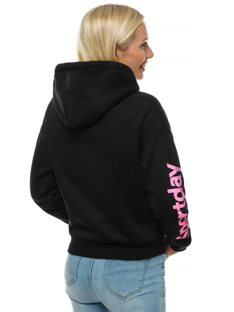 Γυναικείο φούτερ με κουκούλα μαύρο OZONEE JS/KSW2014