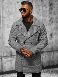Ανδρικό παλτό μαύρο-λευκό OZONEE JS/JP1192Z