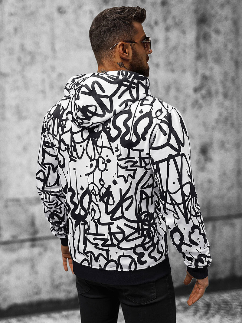 Ανδρικό Φούτερ με kουκούλα λευκό OZONEE JS/8B1151/1