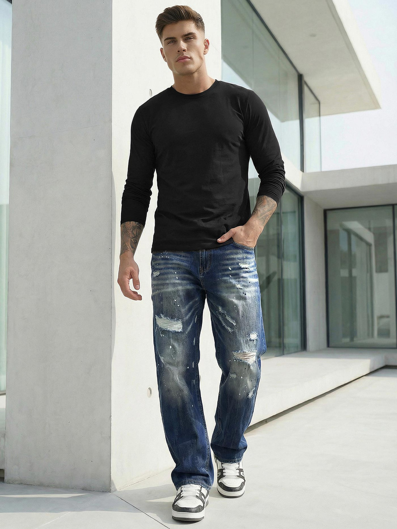 Ανδρικό τζιν παντελόνι μπλε OZONEE O/KK2885Z