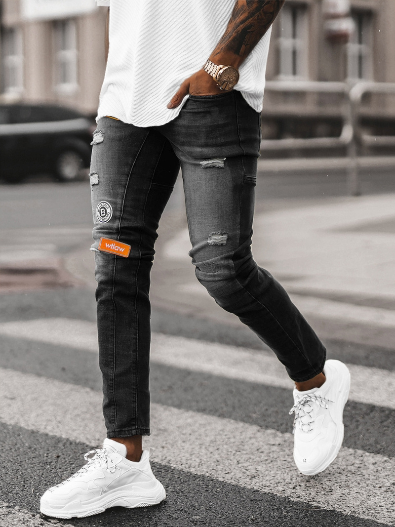 Ανδρικό τζιν παντελόνι mαύρος OZONEE NB/MP0047NZ