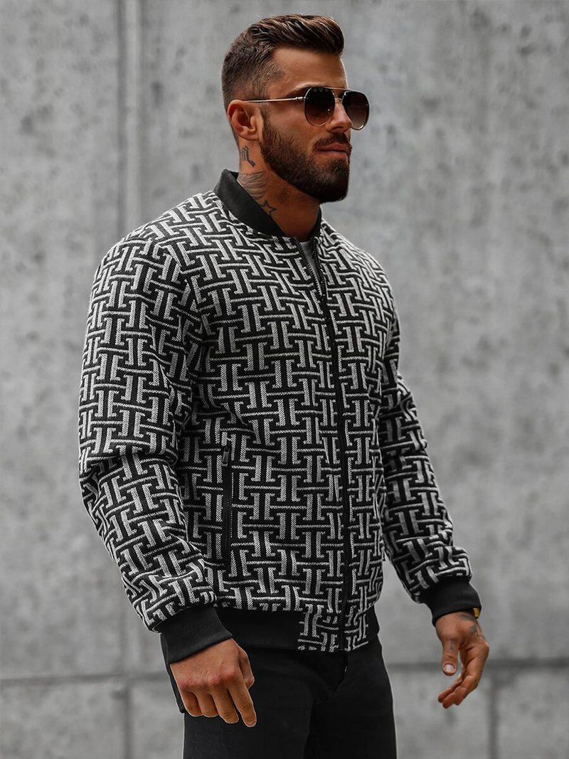 Ανδρικό μπουφάν mαύρο και γκρι OZONEE O/3A55