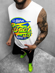 Ανδρικό αμάνικο μπλουζάκι λευκό OZONEE JS/KS2076Z