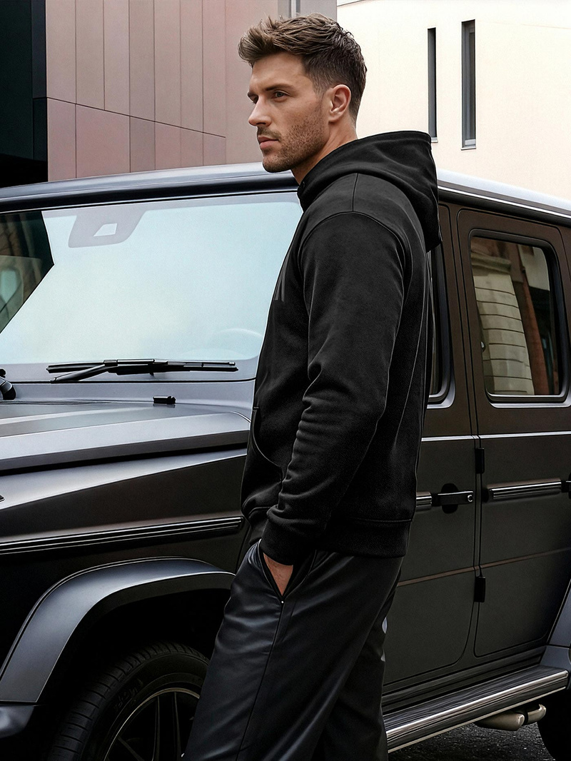 Ανδρικό Φούτερ με Κουκούλα μαύρο OZONEE JS/8B1990/3