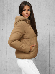 Γυναικείο μπουφάν ανοιχτό-μπεζ OZONEE JS/16M9187/158