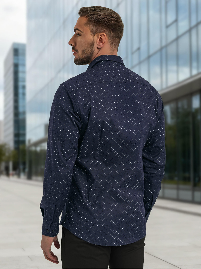 Ανδρικό πουκάμισο ναυτικό μπλε OZONEE V/V183