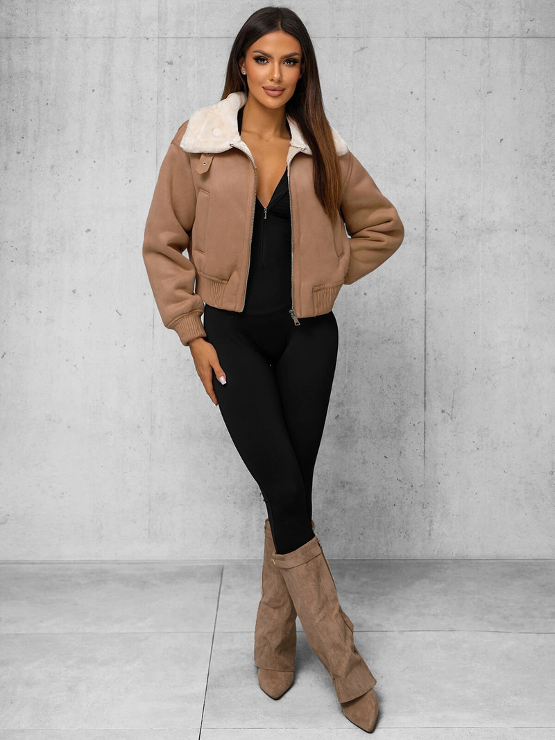 Γυναικείο μπουφάν μπεζ OZONEE O/81326Z