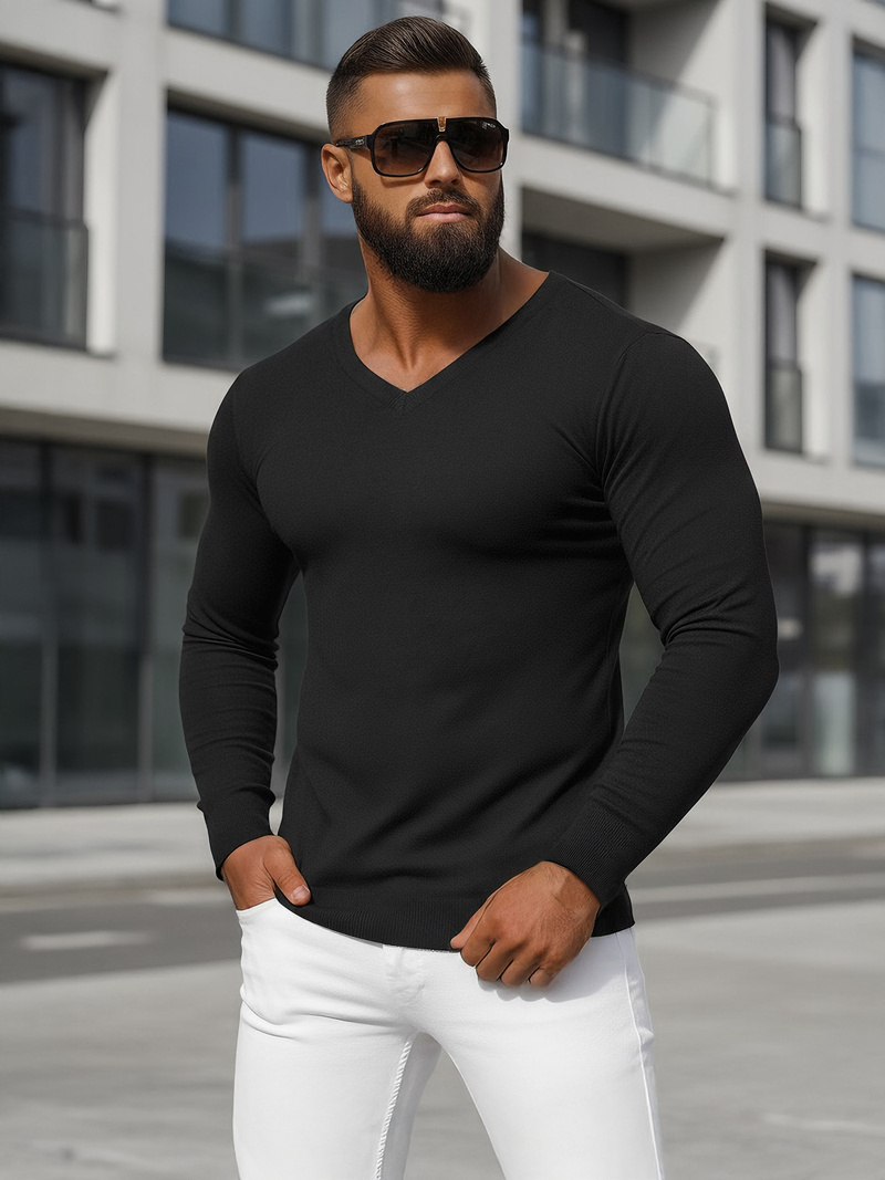 Ανδρικό πουλόβερ μαύρο OZONEE NB/MMB601/4Z