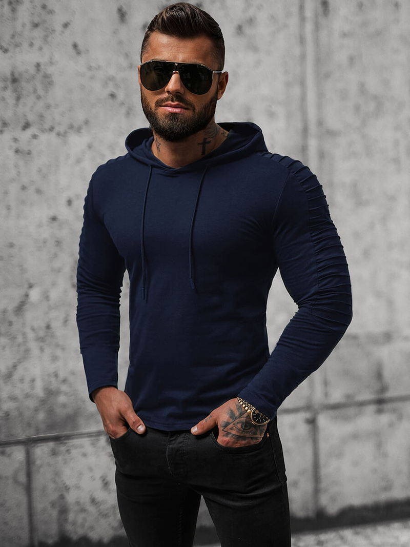 Ανδρικό μπλουζάκι με μακριά μανίκια ναυτικό μπλε OZONEE O/B258