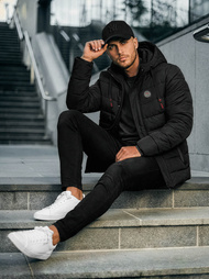 Ανδρικό μπουφάν mαύρος OZONEE JS/31M5081/392Z