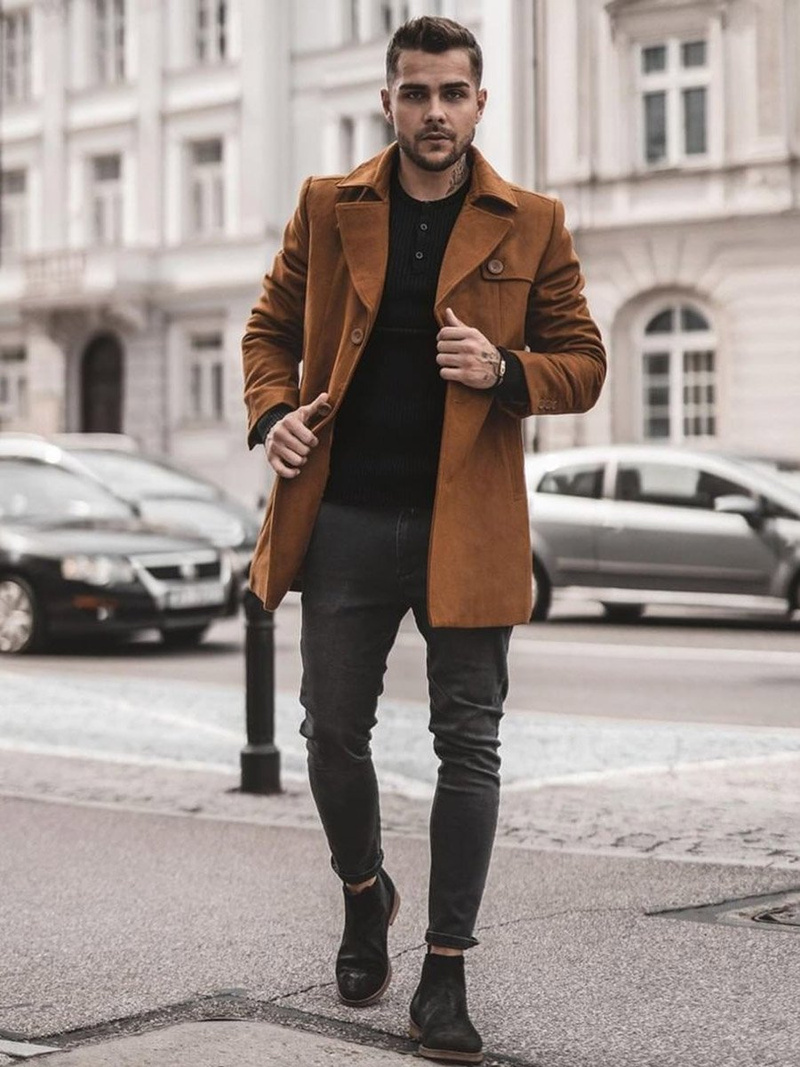 Ανδρικό παλτό κάμελ OZONEE N/5922Z