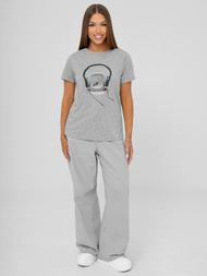 Γυναικείο μπλουζάκι γκρι OZONEE DJ77806