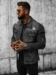 Ανδρικό τζιν μπουφάν mαύρος OZONEE NB/MJ515N