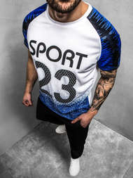 Ανδρικό μπλουζάκι ασπρό-μπλε OZONEE JS/KS2068Z