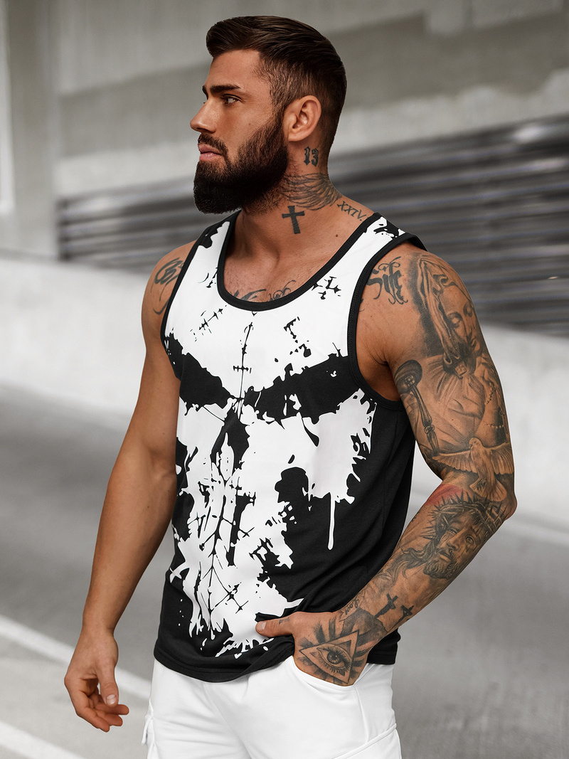 Ανδρικό αμάνικο μπλουζάκι mαύρος OZONEE JS/8B1708/3Z