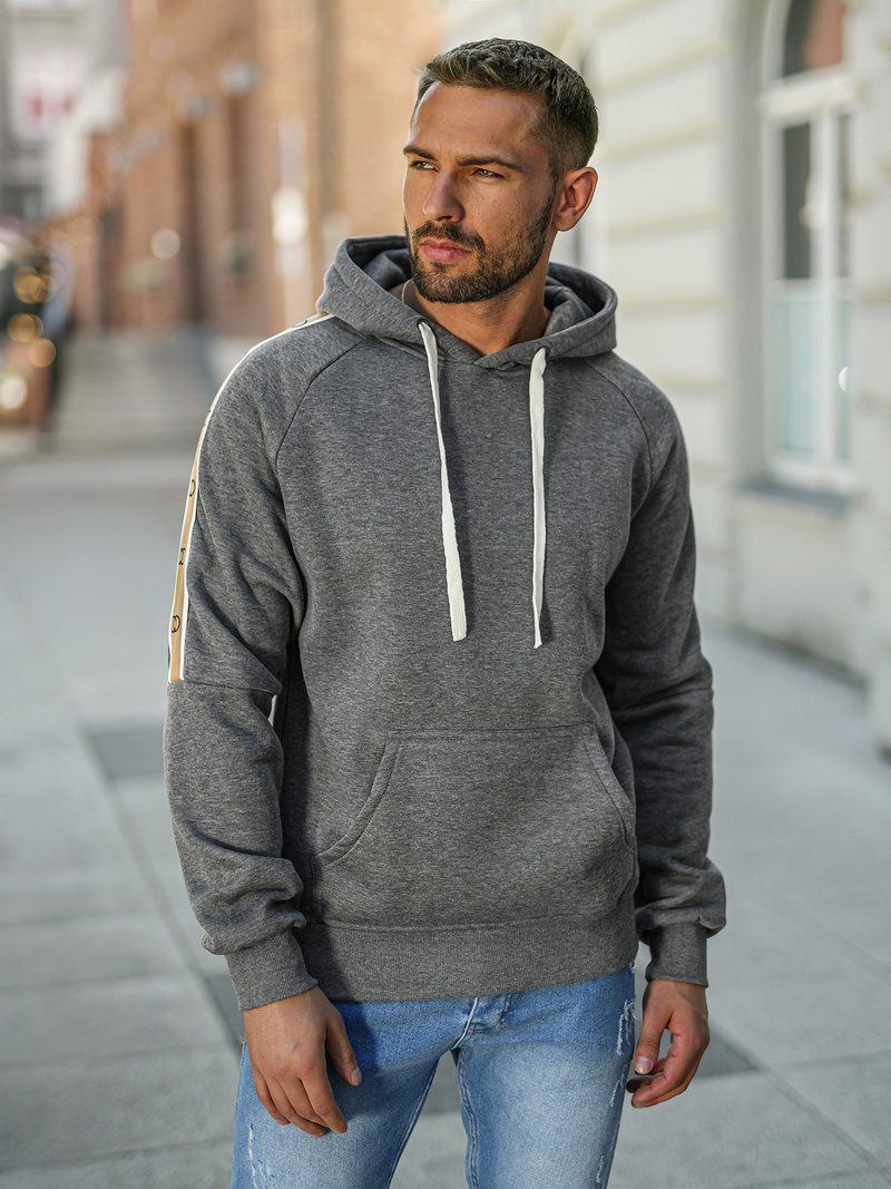 Ανδρικό Φούτερ με Κουκούλα γραφίτη OZONEE JS/8B1730/5