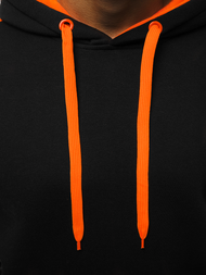 Ανδρικό Φούτερ με Κουκούλα μαύρο-πορτοκαλί OZONEE JS/2012