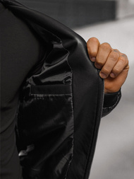 Ανδρικό δερμάτινο μπουφάν μαύρο OZONEE O/88120