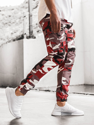 Ανδρικό παντελόνι jogger μπορντό-μπεζ OZONEE A/0853