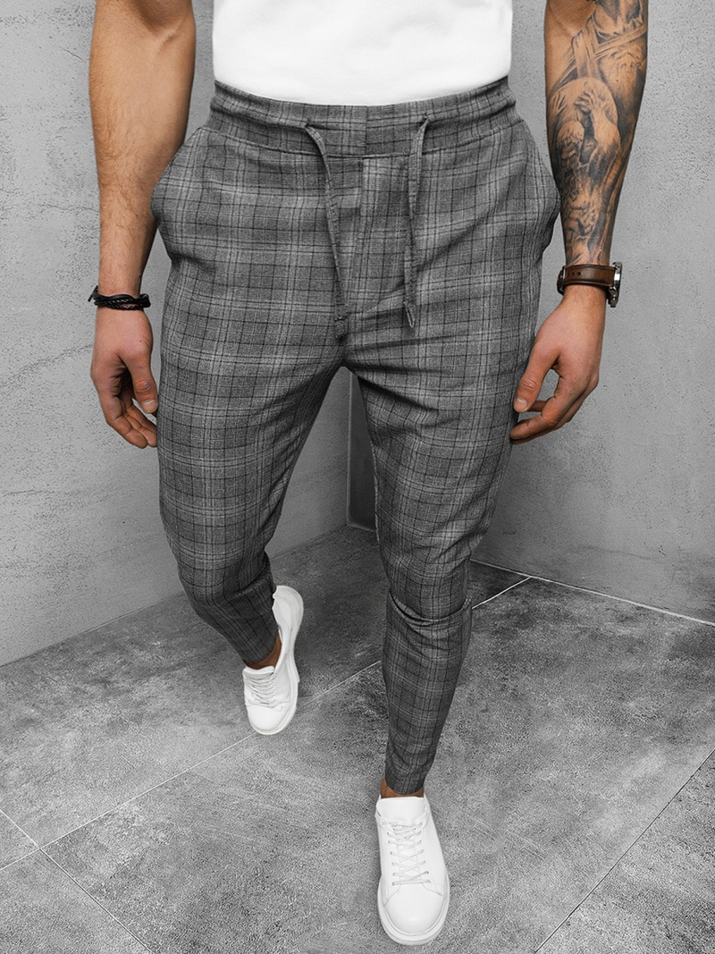 Ανδρικό παντελόνι chino Γραφίτης OZONEE DJ/2295/22