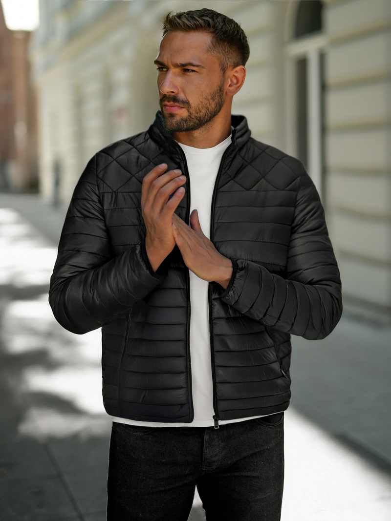 Ανδρικό μπουφάν mαύρος OZONEE JS/16M9328/392B