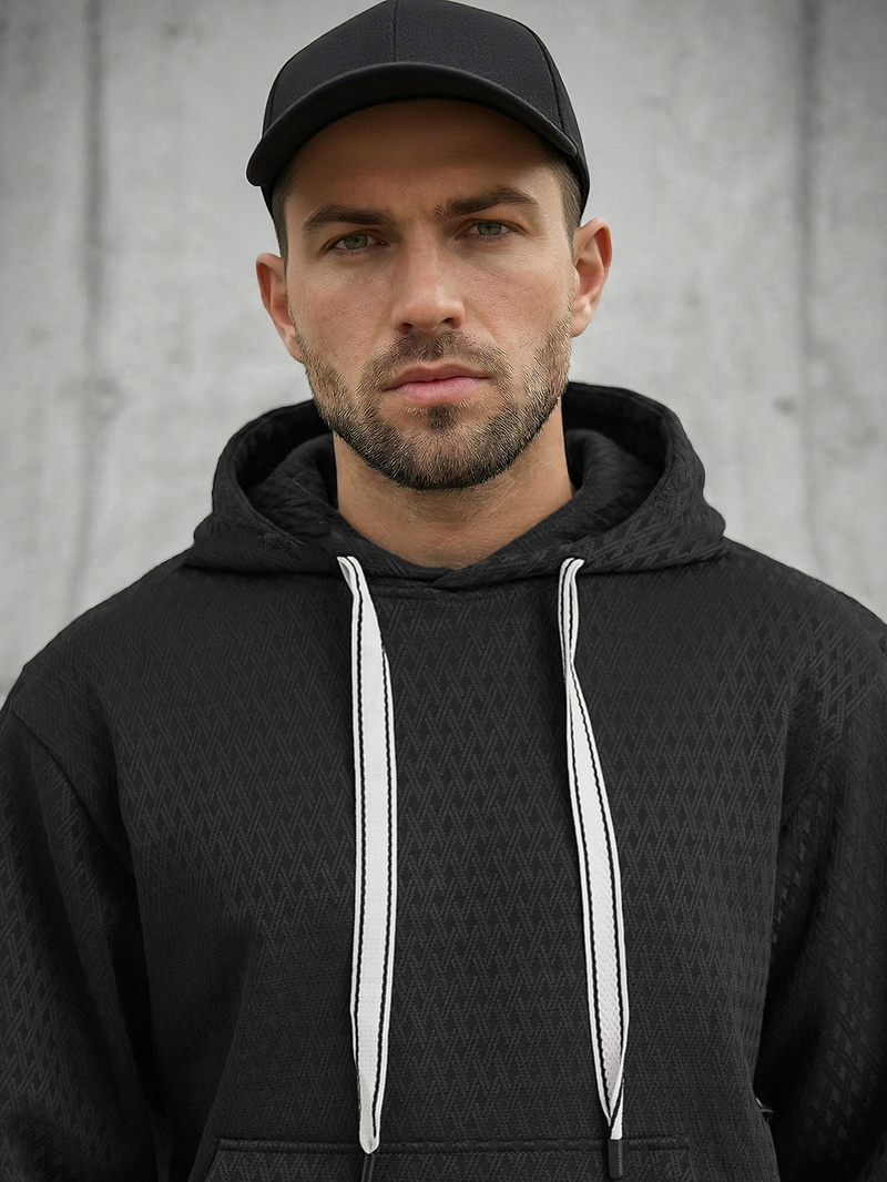 Ανδρικό Φούτερ με Κουκούλα μαύρο OZONEE O/G3065